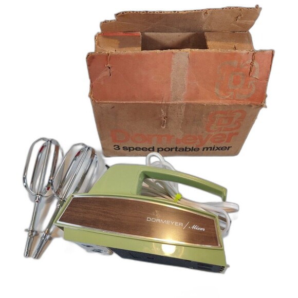 Vintage Dormeyer Hand Mixer Model HM7 Works Good-See Video-Avocado Green-W/Box - Picture 1 of 16